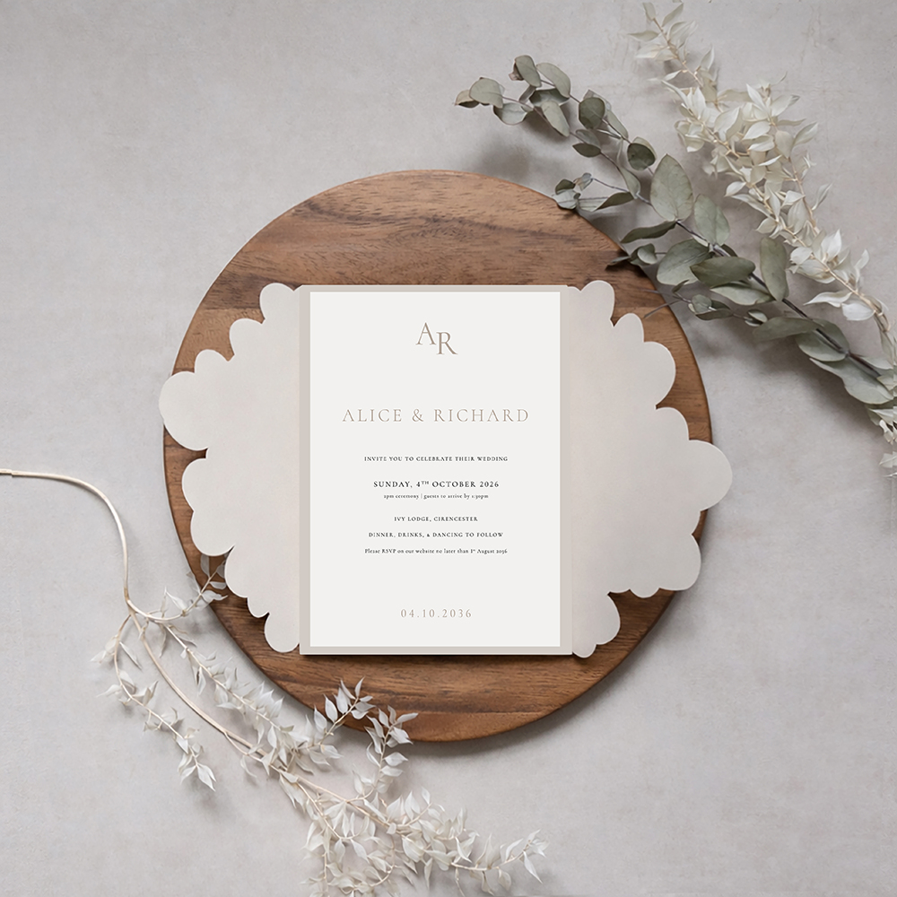 'Orchid' Shaped Mounted Gatefold Invite
