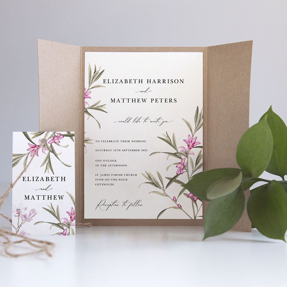 'Pink Botanical' Gatefold Invite