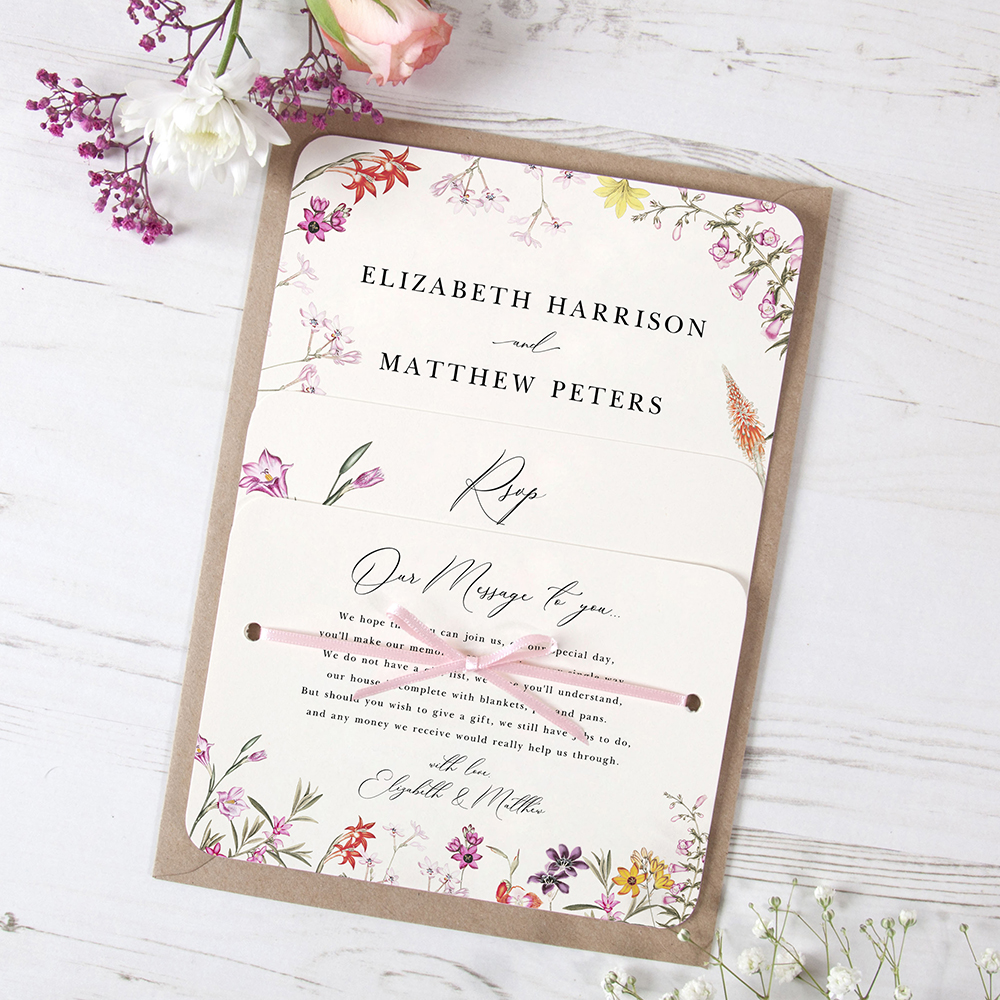 'Wild Botanical' Hole-punched Wedding Invitation Sample