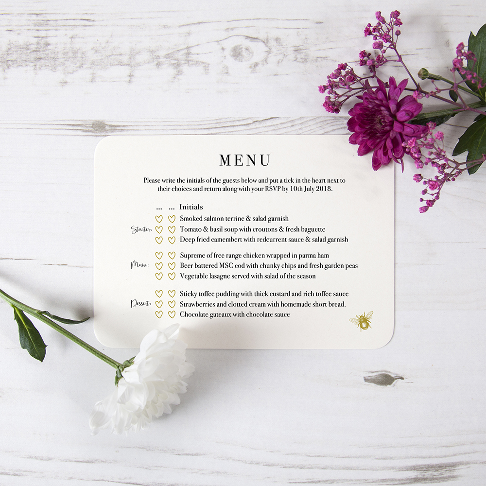 'Bumble Bee' Hole-punched Wedding Invitation