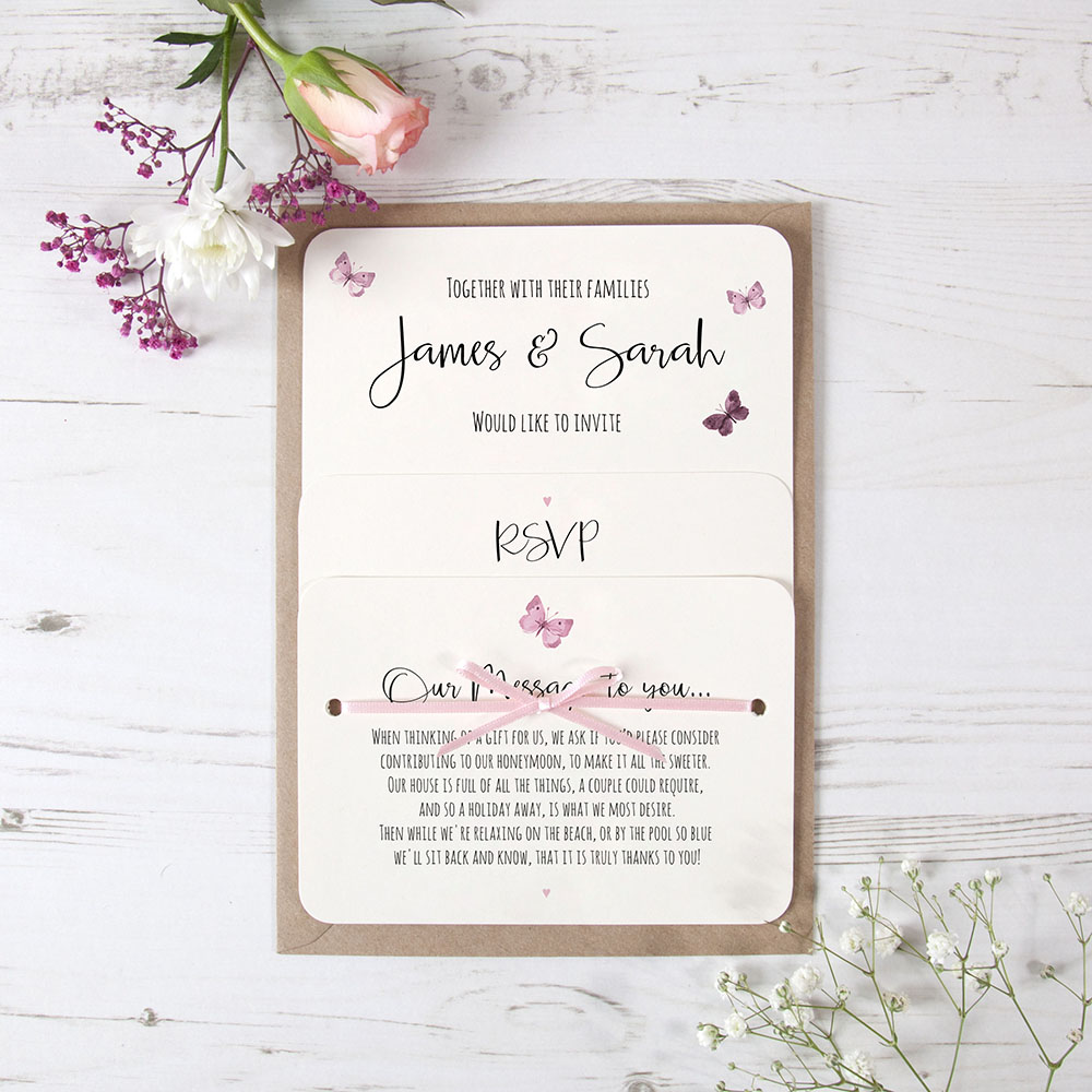 'Butterfly' Hole-punched Wedding Invitation