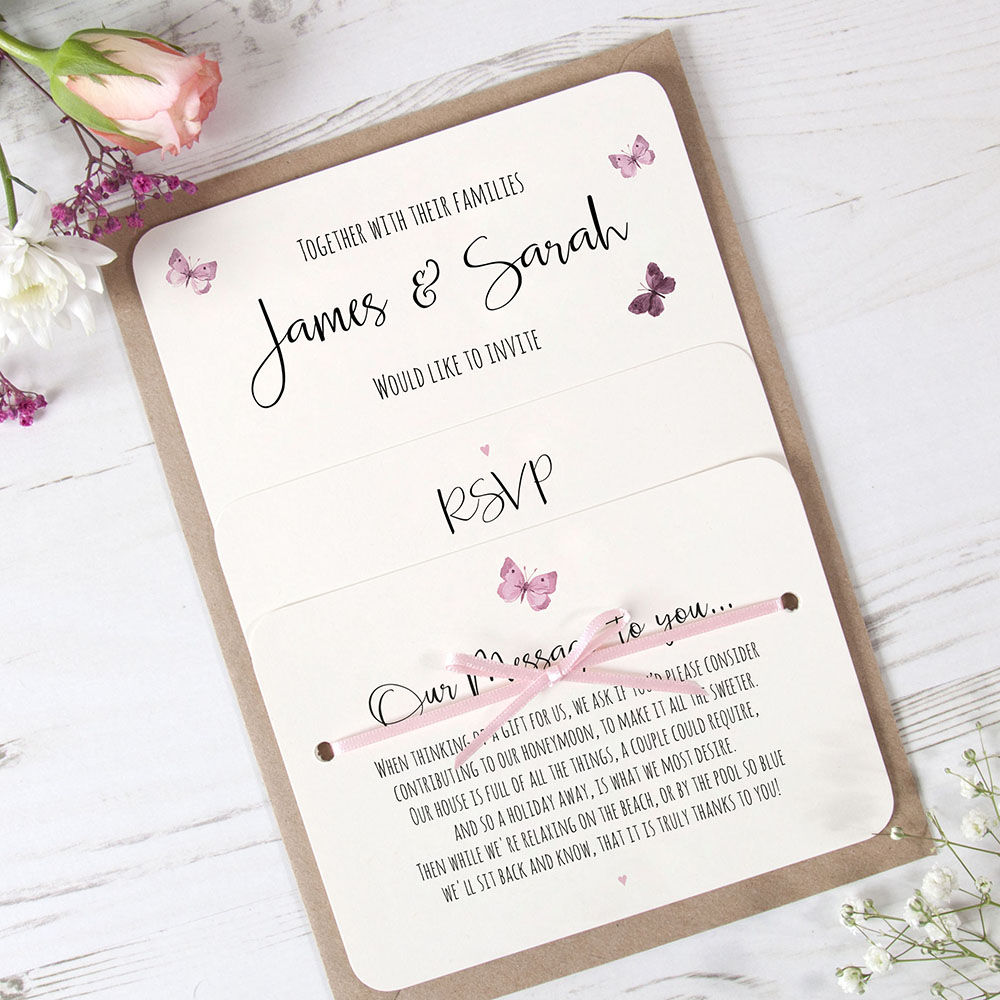 'Butterfly' Hole-punched Wedding Invitation Sample