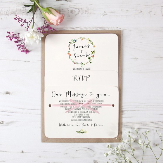 'Meadow Floral' Hole-punched Wedding Invitation