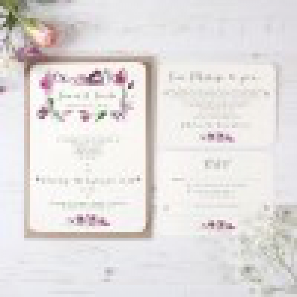 'Pink Iris' Hole-punched Wedding Invitation Sample