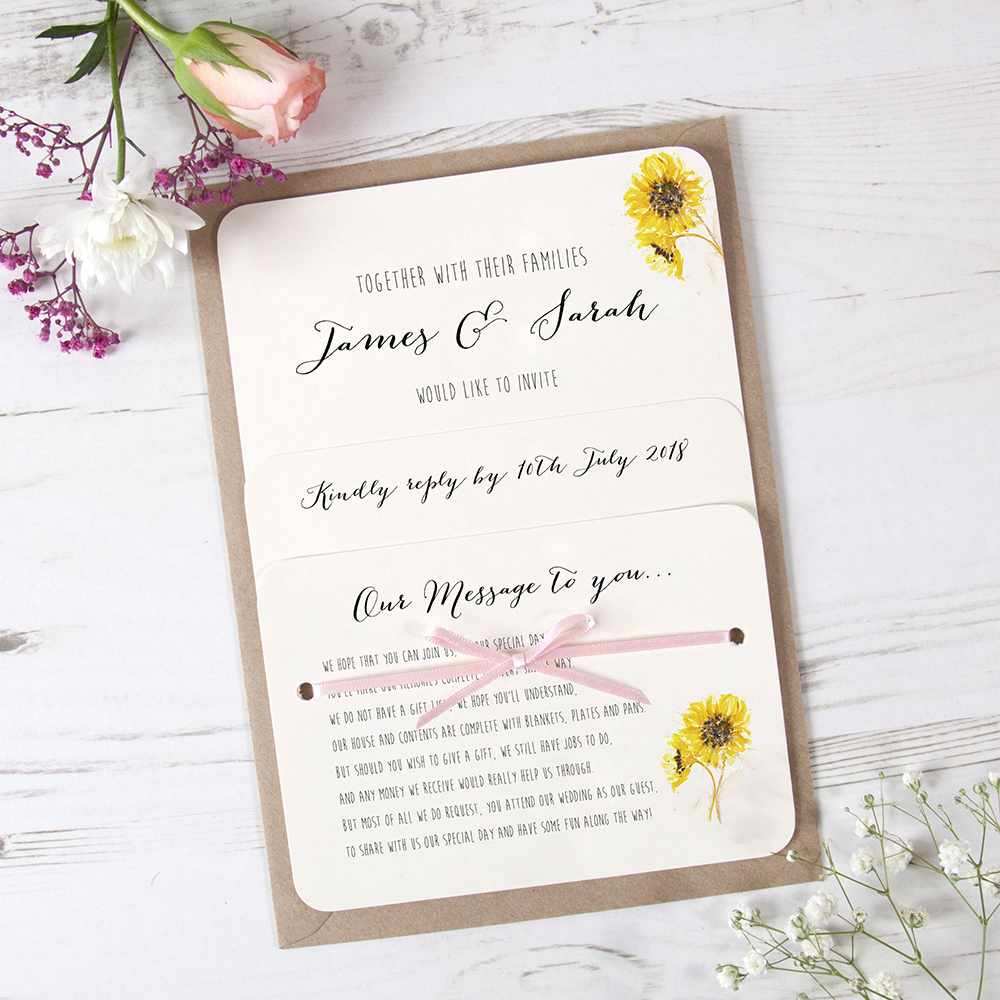 'Sunflower' Hole-punched Wedding Invitation