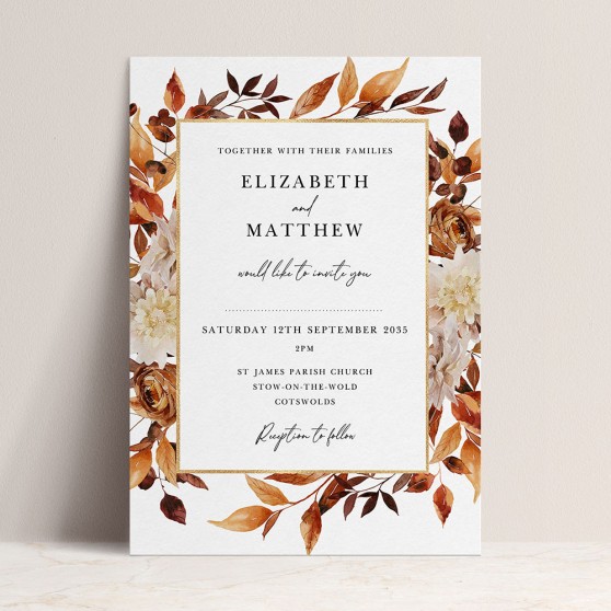 'Autumn Garden AG10' Standard Wedding Invitation
