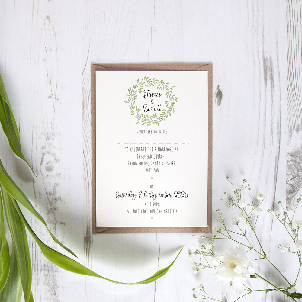 'Autumn Green' Standard Wedding Invitation