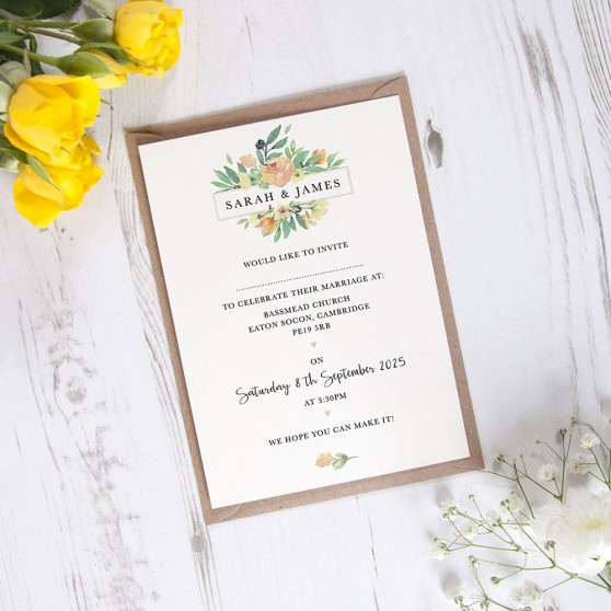 'Bella' Standard Wedding Invitation Sample