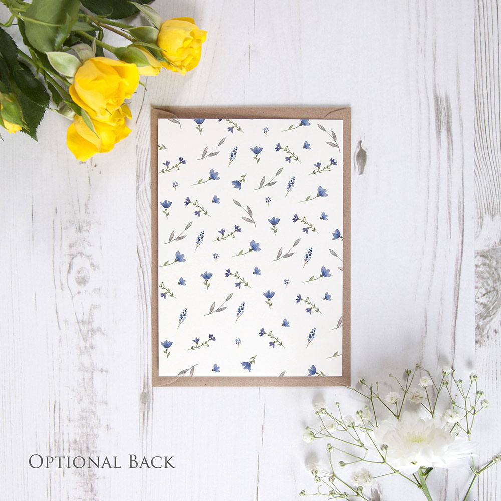 'Blue Floral Watercolour' Hole-punched Wedding Invitation Sample