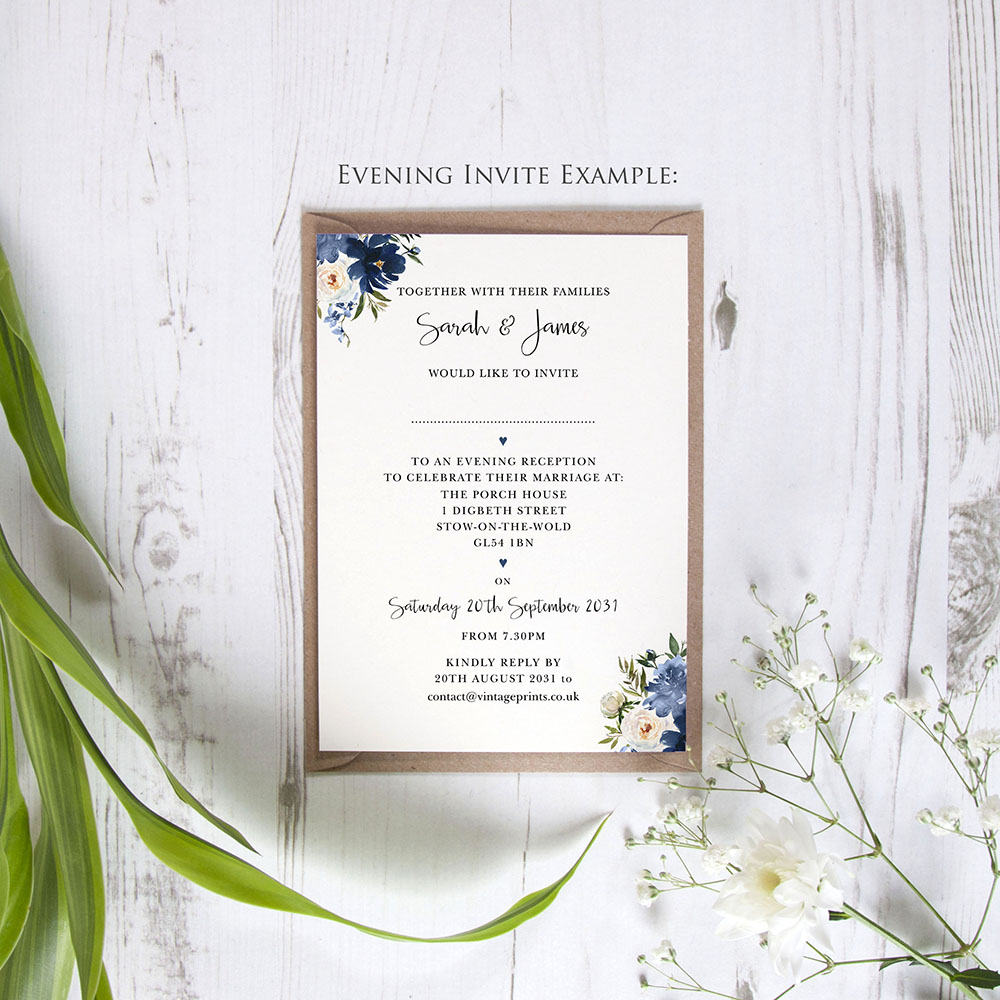 'Blue Velvet' Standard Wedding Invitation Sample