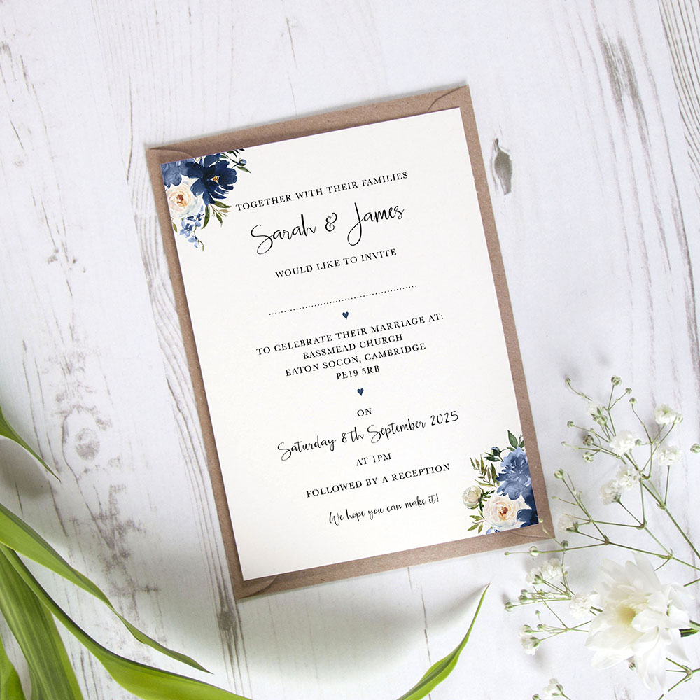 'Blue Velvet' Standard Wedding Invitation