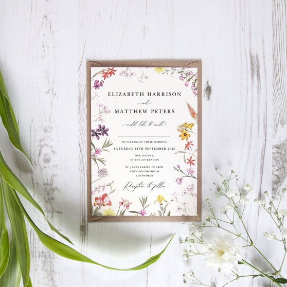 'Wild Botanical' Standard Wedding Invitation Sample