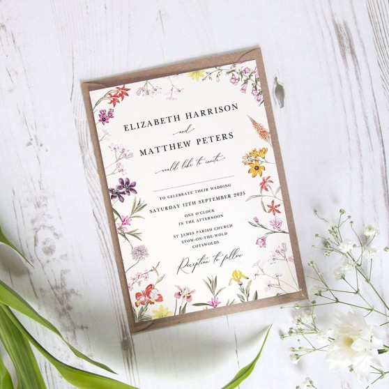'Wild Botanical' Standard Wedding Invitation Sample