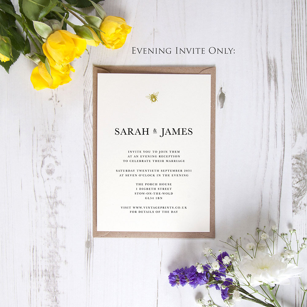 'Bumble Bee' Standard Wedding Invitation Sample