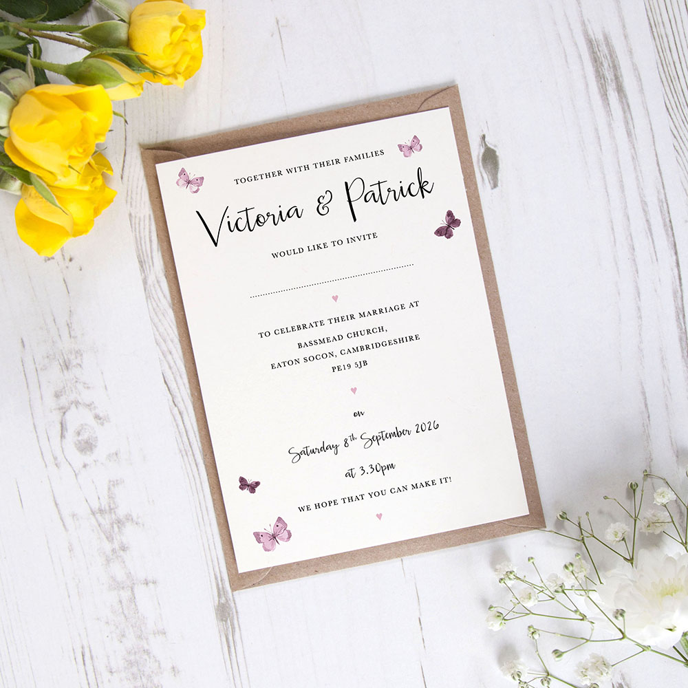 'Butterfly' Standard Wedding Invitation