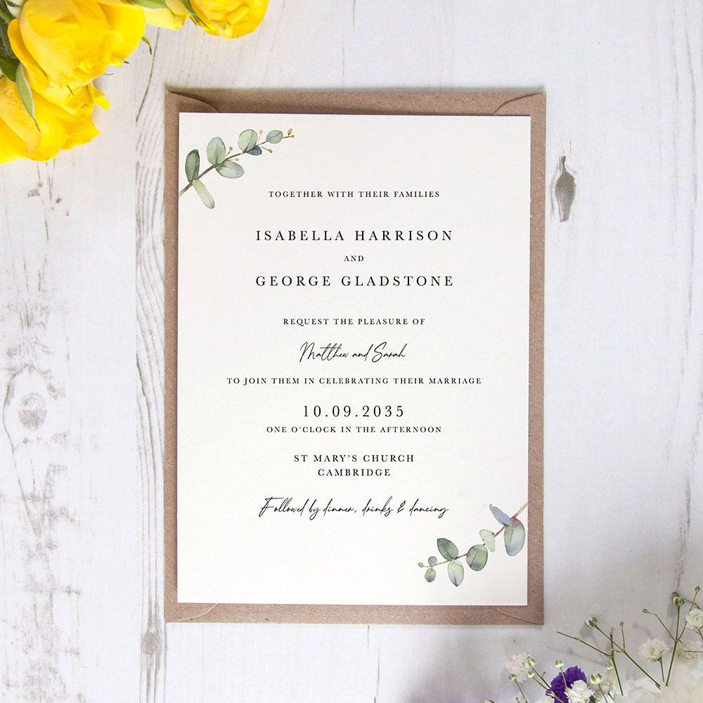 'Campagna Eucalyptus CP03' Standard Wedding Invitation Sample