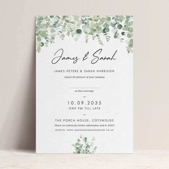 'CE14 Classic Eucalyptus' Standard Wedding Invitation