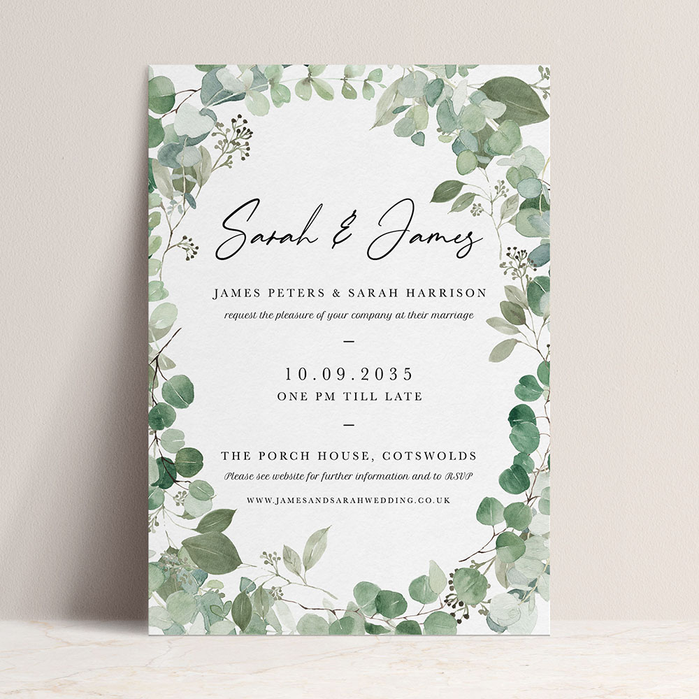 'CE21 Classic Eucalyptus' Standard Wedding Invitation