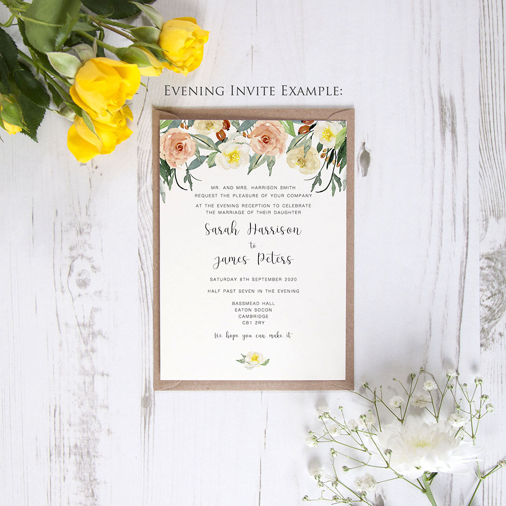 'Dahlia Rose' Standard Wedding Invitation Sample