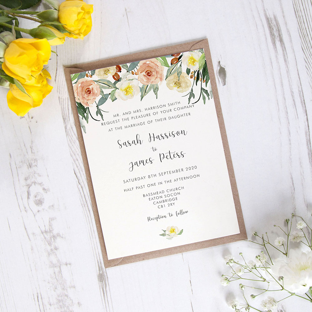 'Dahlia Rose' Standard Wedding Invitation