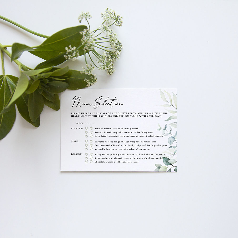 'Dreamy Eucalyptus' Standard Wedding Invitation Sample