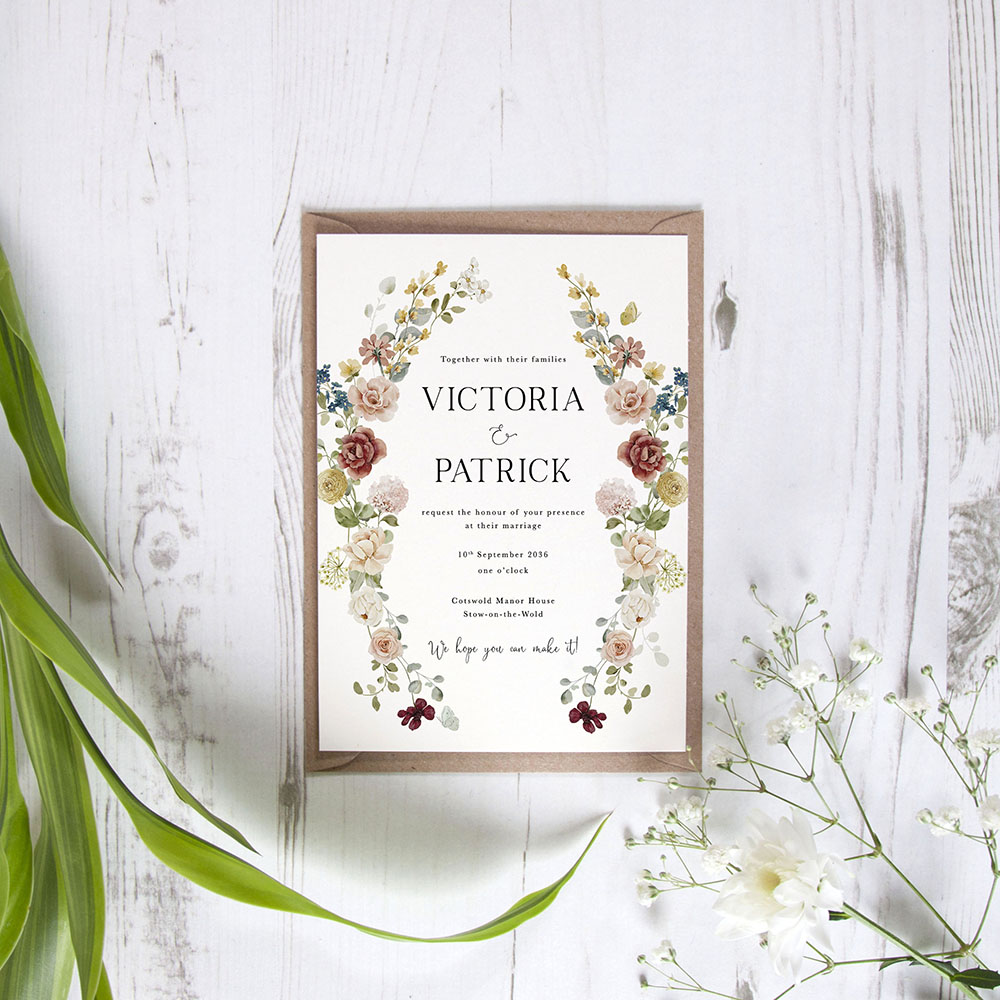 'Floral Symphony' Standard Wedding Invitation