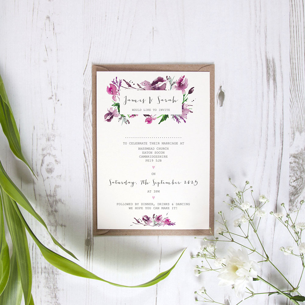 'Pink Iris' Standard Invite Sample