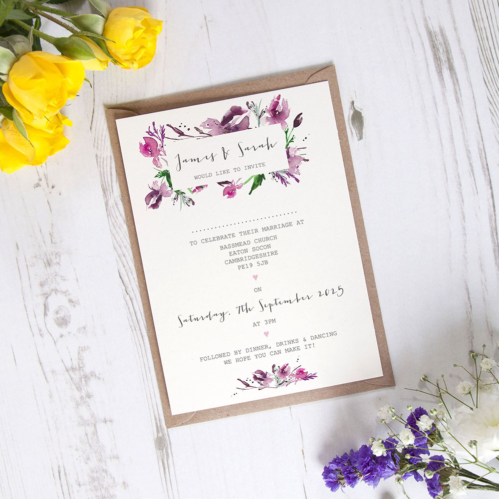 'Pink Iris' Standard Invite