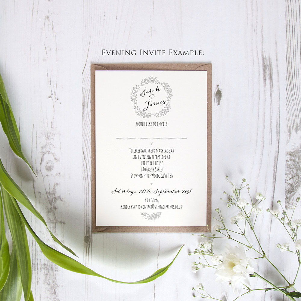 'Silver Grey Wreath' Standard Invite Sample