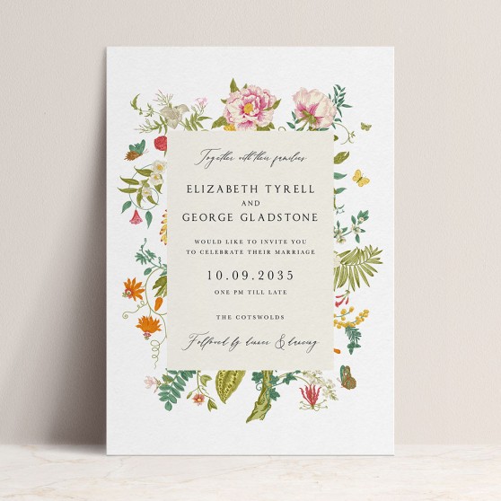 'Vintage Blooms VB11' Standard Wedding Invitation Sample