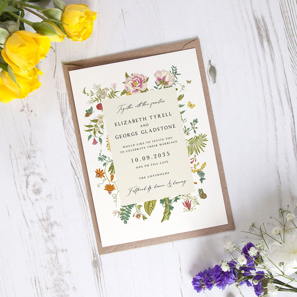 'Vintage Blooms VB11' Standard Wedding Invitation Sample