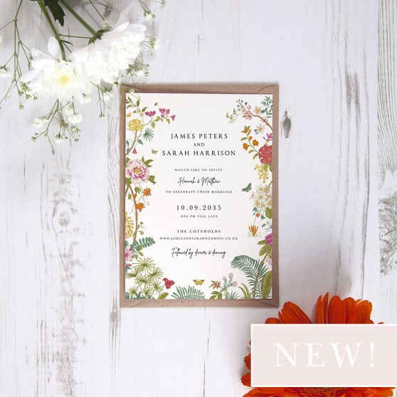 'Vintage Blooms VB10' Standard Wedding Invitation Sample