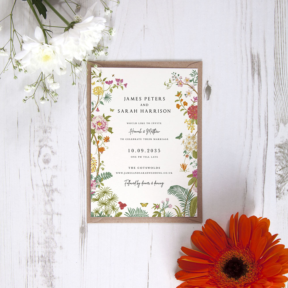 'Vintage Blooms VB10' Standard Wedding Invitation Sample
