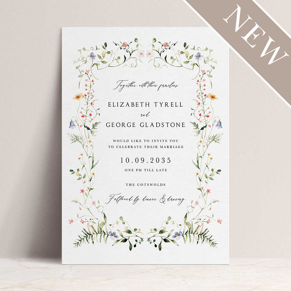 'Vintage Botanical V001' Standard Wedding Invitation Sample