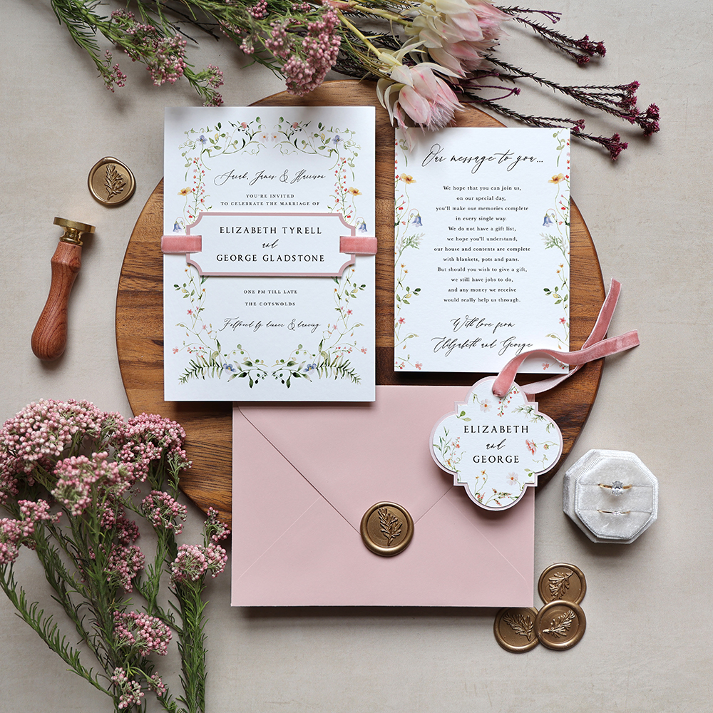'Vintage Botanical V001' Standard Wedding Invitation