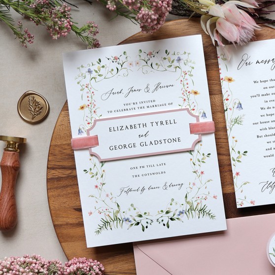 'Vintage Botanical V001' Standard Wedding Invitation