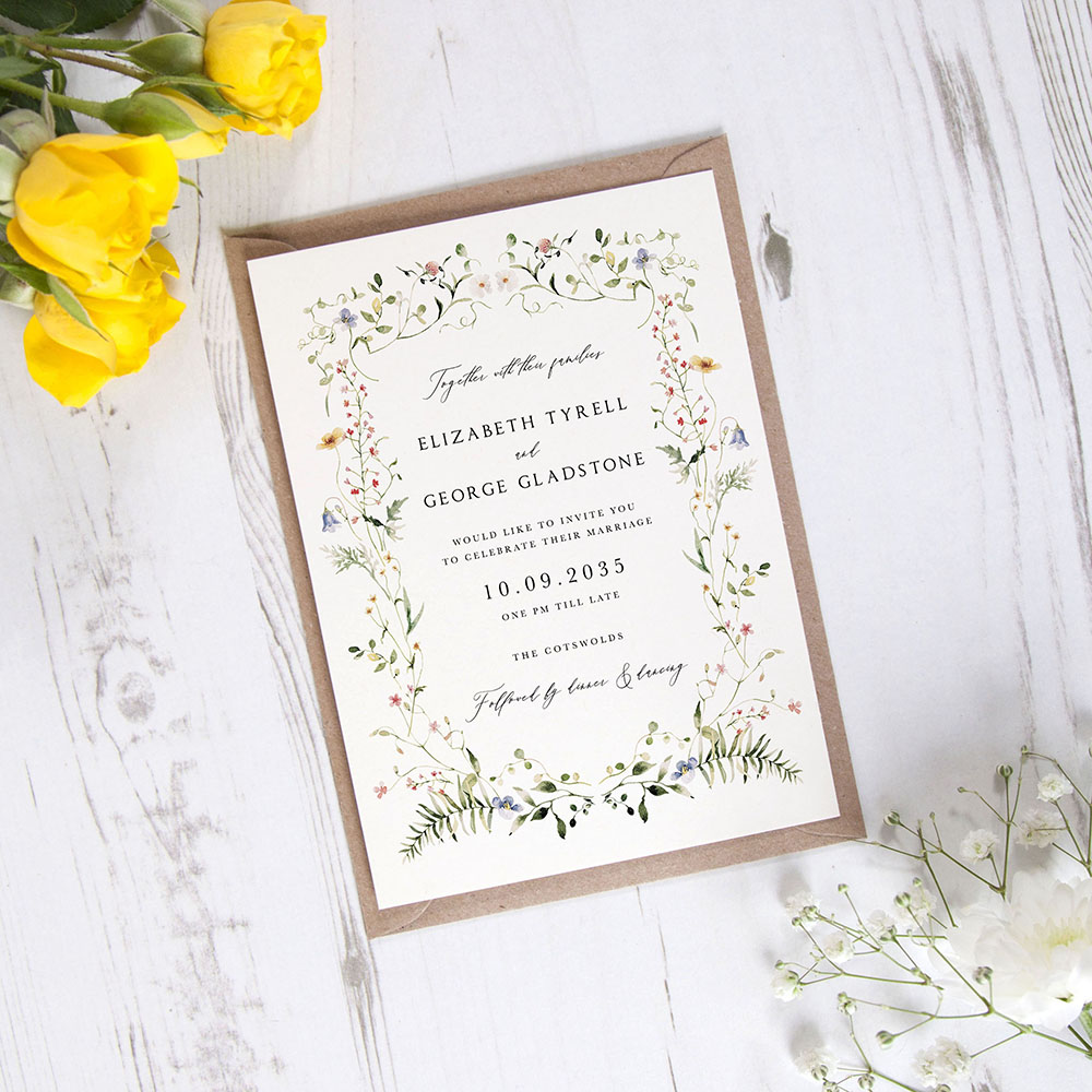 'Vintage Botanical V001' Standard Wedding Invitation Sample