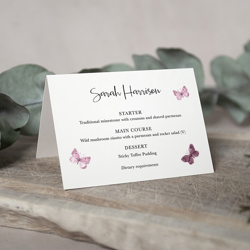 'Butterfly' Menu Place Card