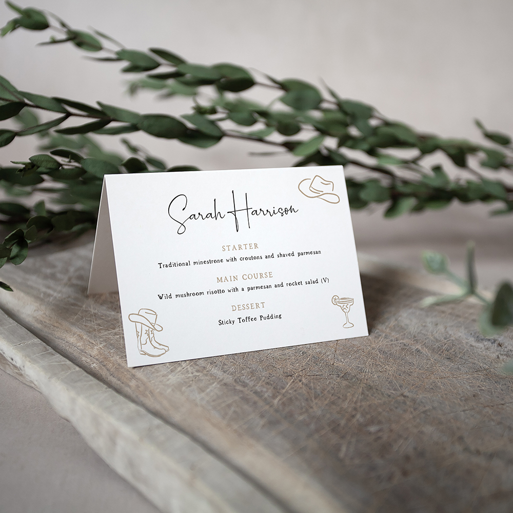 'Country Western' Menu Place Card