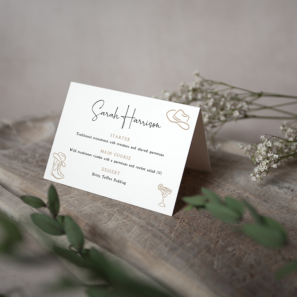 'Country Western' Menu Place Card