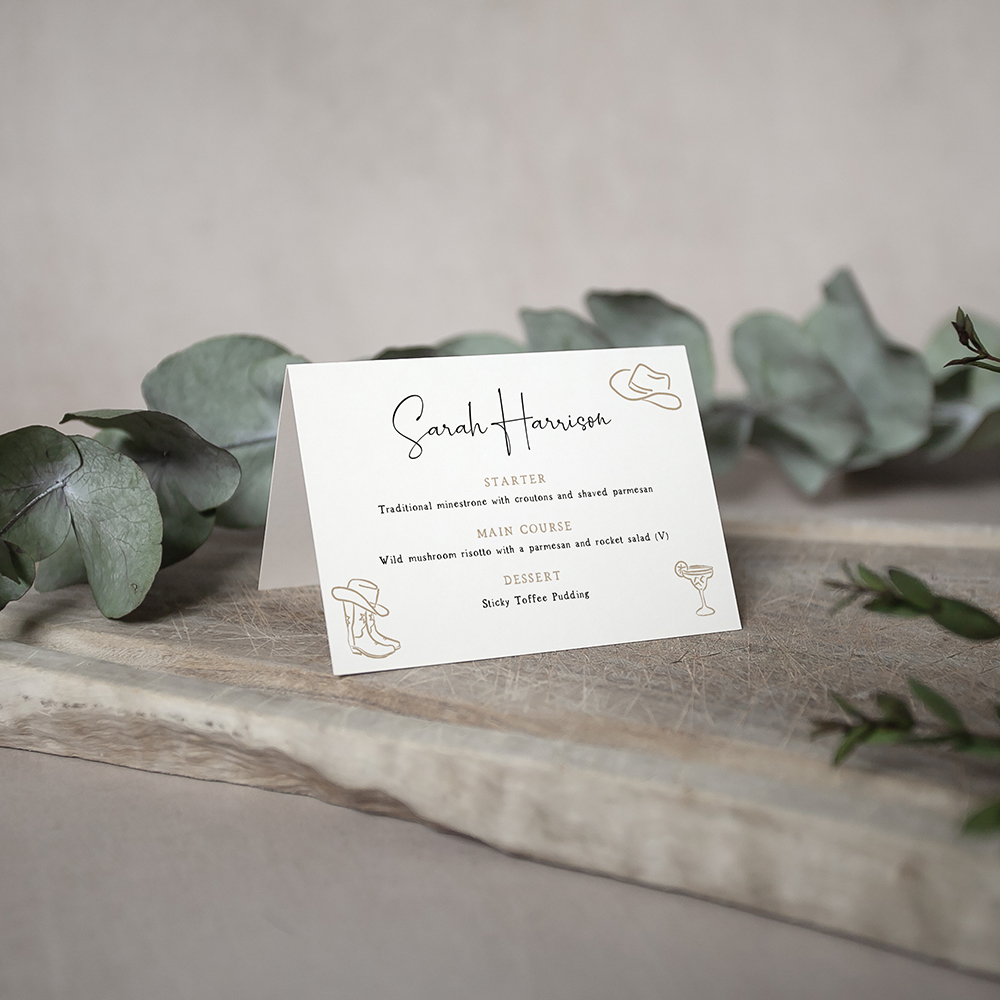 'Country Western' Menu Place Card