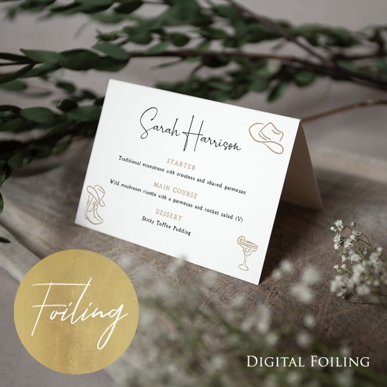 'Country Western' Menu Place Card
