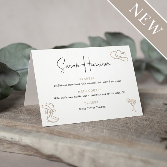 'Country Western' Menu Place Card