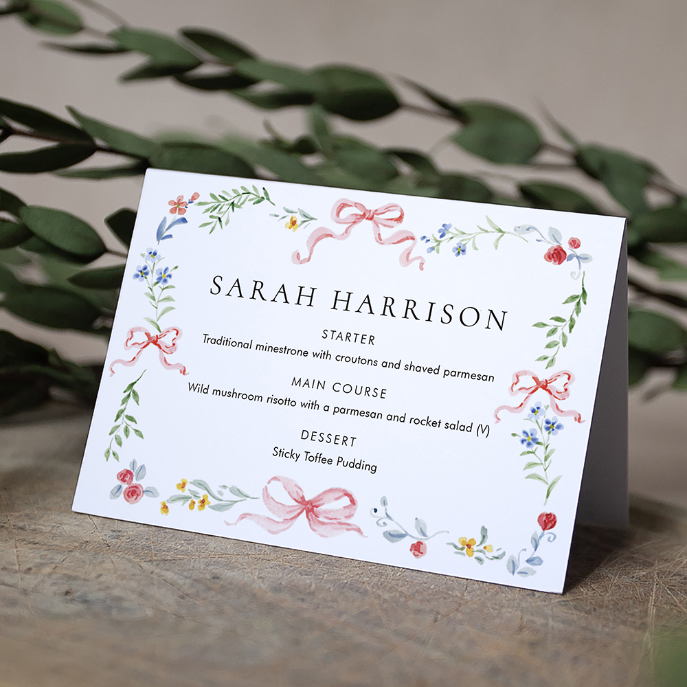 'Love Story LS01' Menu Place Card