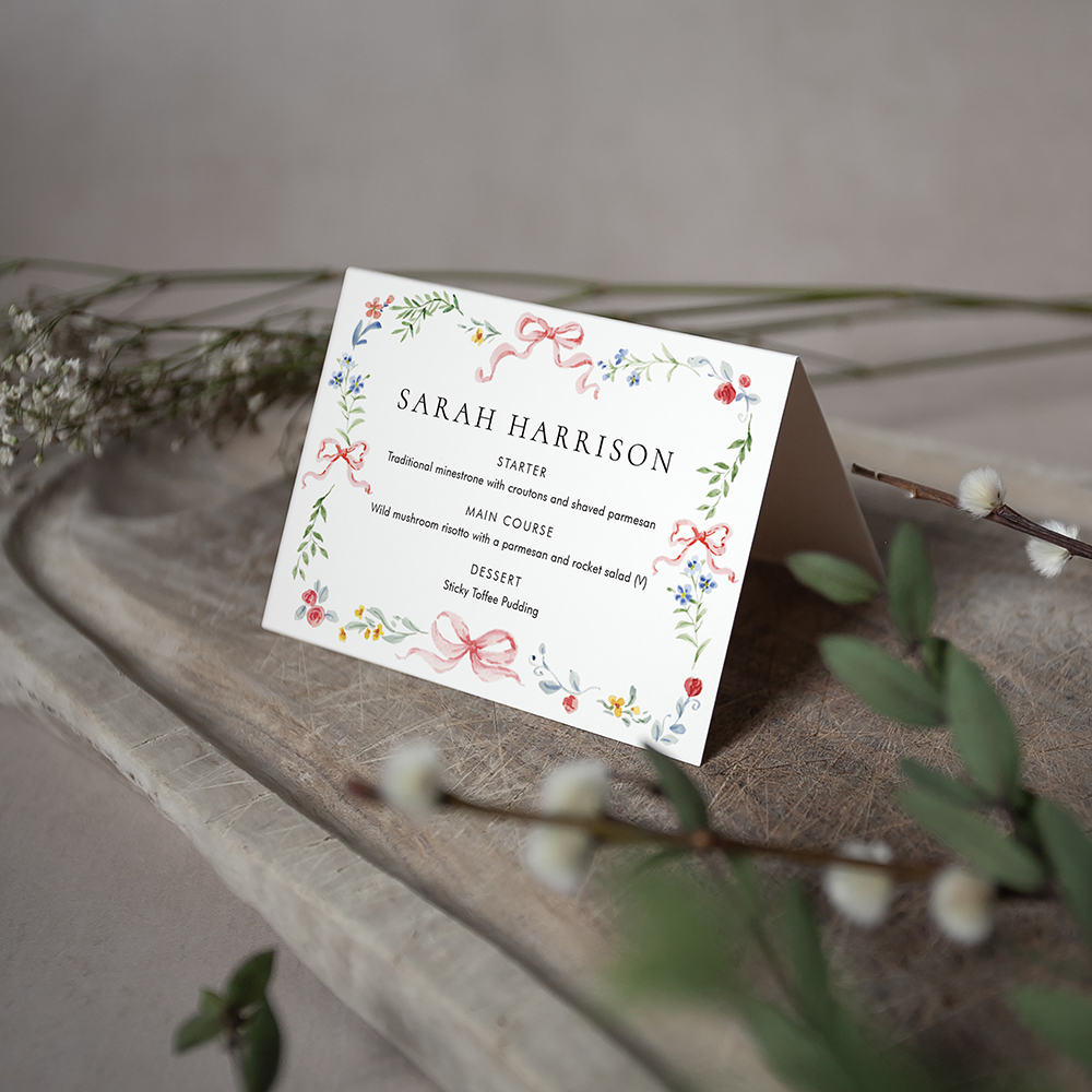 'Love Story LS01' Menu Place Card
