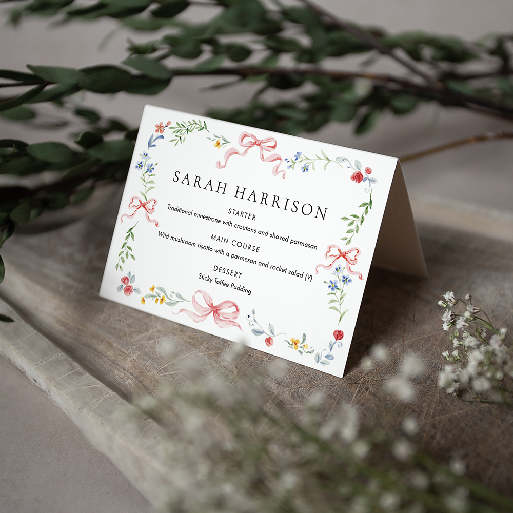 'Love Story LS01' Menu Place Card
