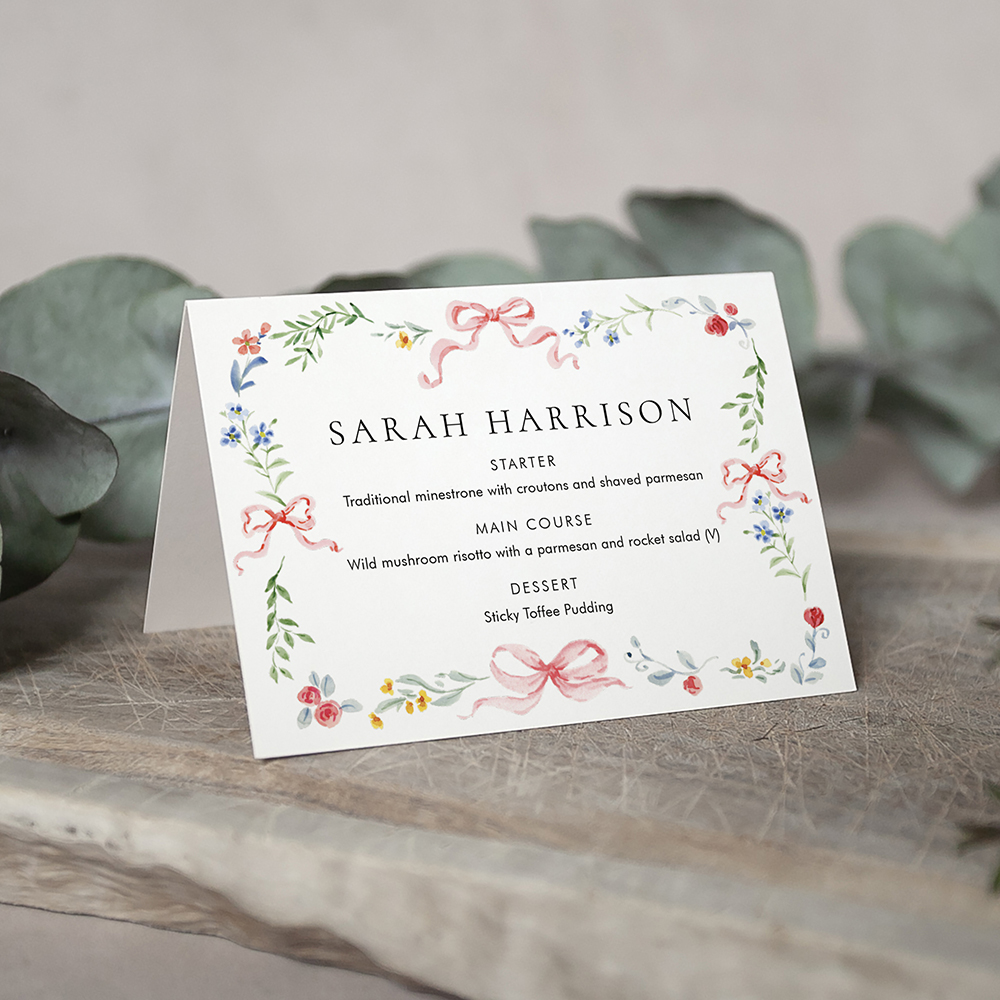 'Love Story LS01' Menu Place Card