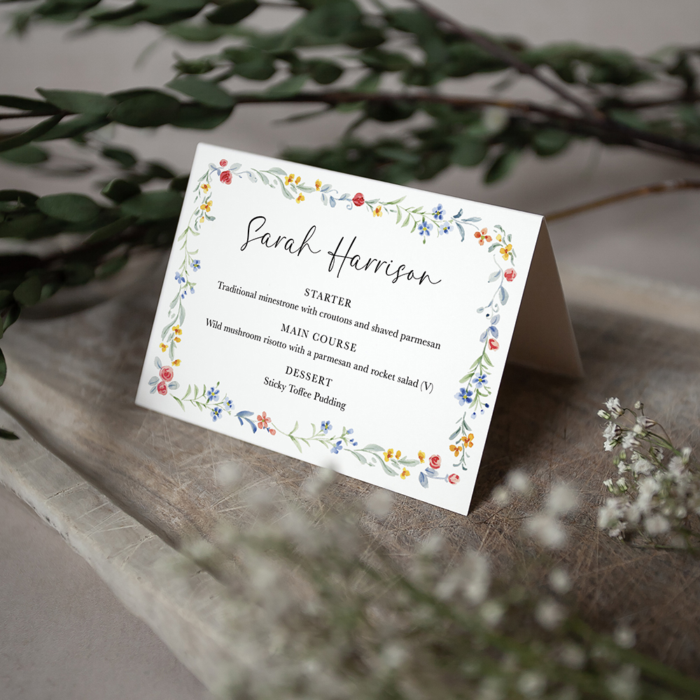 'Love Story' Menu Place Card