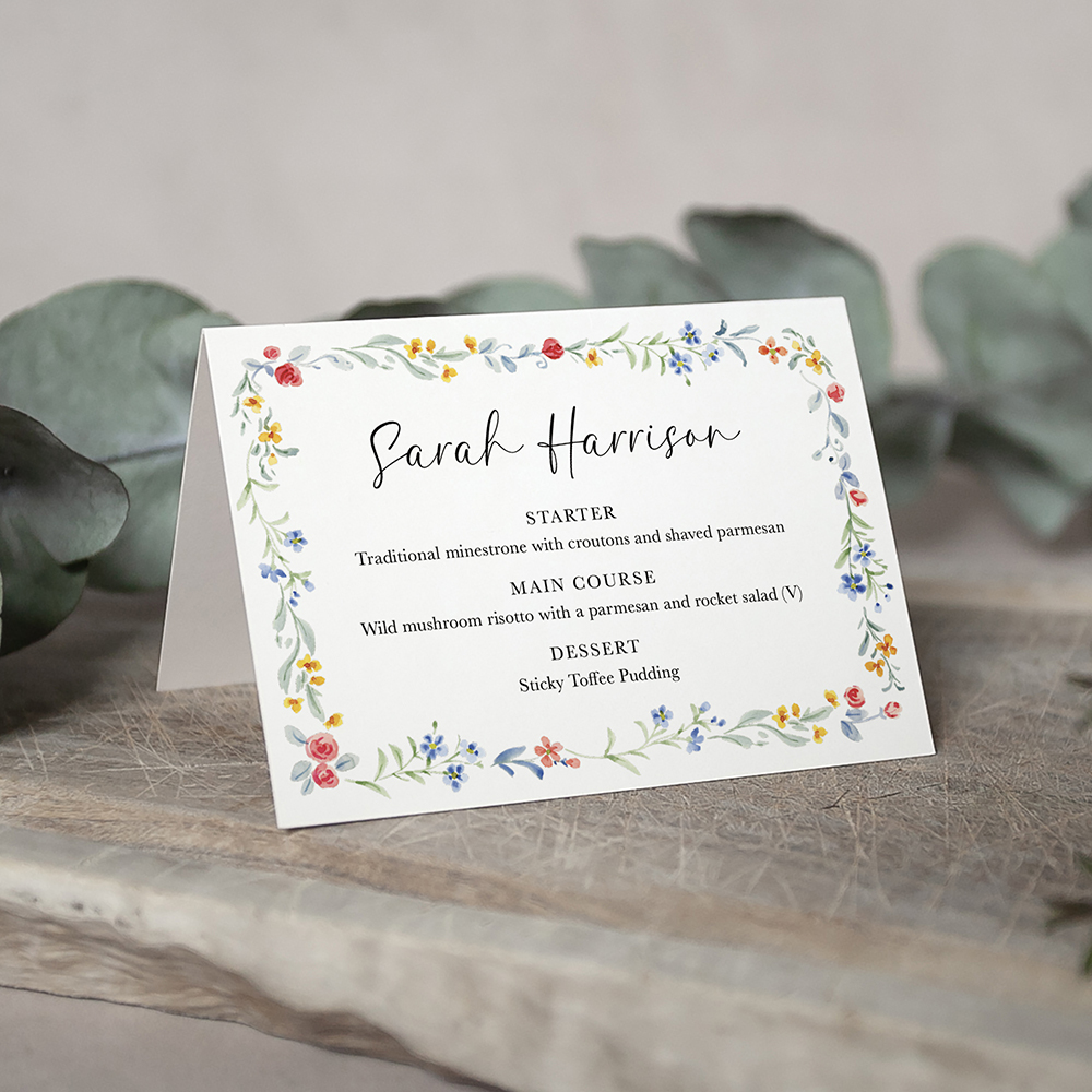 'Love Story' Menu Place Card