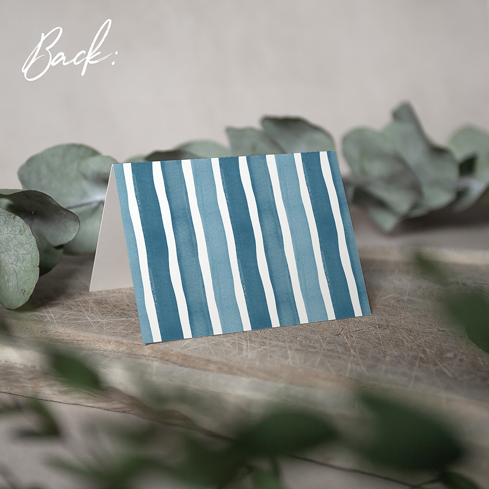 'Stripes - Blue Multi' Menu Place Card